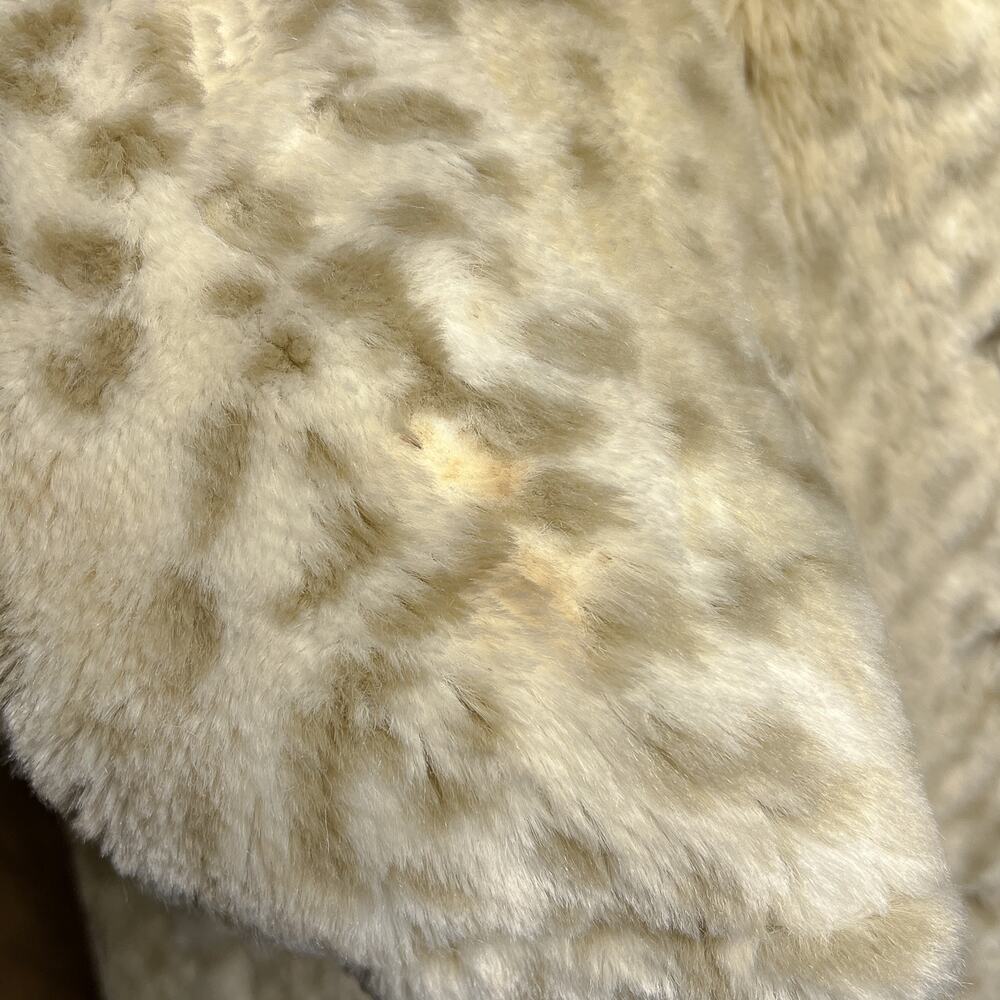 Vintage 90s Leopard Animal Print Faux Fur Coat Fluffy Indie Mcbling Mobwife Euro - Picture 7 of 11